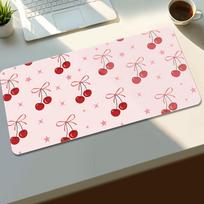Cute Cherry Blossom Pink Mouse Pad Lovely Cherry Gaming Mouse Pads Pink Mousepad XXL Rubber Stitched Edges Keyboard 800x300x2mm gray
