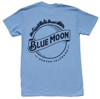 Blue Moon Brewing Co. Mens T-shirt Denver Colorado Lapel Logo L gray