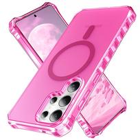 Magnetic for Samsung Galaxy S25/S24 Ultra/S25/S24 Plus Case Clear [Compatible with Magnetic][Anti-Yellowing][Built-in 4 Airbags] For Galaxy S25 Ultra rožinė raudona spalva