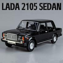 1/24 LADA 2105 SEDAN lydinio automobilio modelis lieto metalo klasikinės transporto priemonės automobilio modelis simuliacinis garsas ir šviesa kolekcija vaikų žaislas dovana juoda