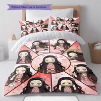 Nezuko Kamado Duvet Cover Bedding Set Soft Quilt Cover Comforter Cover Bedroom Home Decor Anime Style -QJY 135x200cm gray