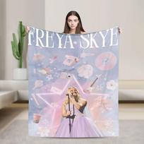 Freya Skye Dainininko Turo Antklodė Įvairių Dydžių Šilta Jauki Pūkuota Dekoratyvinė Antklodė Sofai, Foteliui ir Lovai Size: 75*100cm, Weight: 230 GSM