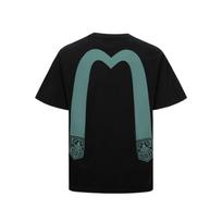 EVISU Pocket Daruma Big M Print Loose Casual T-Shirt Men tops 2EAHTM4TS1107RXCT S black