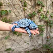 Naujas 3D spausdintas aligatorinis vėžlys su lanksčiais, judinamais sąnariais ir atverta burna – populiari dovana ir stalo puošmena (Blue,7.48inch) mėlyna