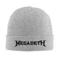 Megadeths Logo Warm Knitted Cap Winter Knit Bonnet Hat Skullies Beanies Hip Hop Caps for Unisex One Size gray