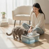 Katės vandens dozatorius su nerūdijančio plieno padėklu Belaidis automatinis girdytuvas Plus Water Dispens a