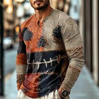 Men's Casual Vintage Long Sleeve Shirt XL šafranas