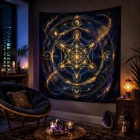 Psychedelic Mandala Star Moon Tapestry Wall Hanging, Bohemian Galaxy Celestial Decor for Bedroom Living Room Home Art 100X70CM blue