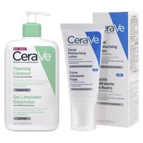 CeraVe Foaming Cleanser 473ml + Facial Moisturizing Lotion 52ml, 1 Set gray