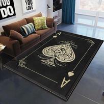 Ace of Hearts Poker Card and Casino Gambling Art Pattern Non-Slip Area Rug Living Room Decor 80x120cm brown