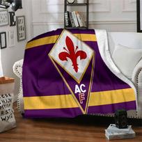 Fiorentina futbolo emblemos flanelinis pledas, minkštas poliesteris, modernaus dizaino, visasezoninis stovyklavimui, kelionėms, dovanoms šventėms ar gimtadieniams 75x90cm
