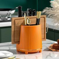 1Pc Rotating Knife Holder,Utensil Holder Cutlery,Spoon Chopsticks Fork Storage Holder Organizer,Multifunctional Kitchen Storage oranžinė