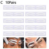 Antakių trafaretas lipdukas antakių formos juosta mikrobleidingas antakių pagalbinis lipdukas antakių pozicijai 10Pairs white