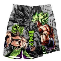 Dragon Ball Broly Legendary Super Saiyan Manga Print Quick Dry Shorts Men Casual Beach Wear Gym Workout Sports Board Shorts 4XL gray