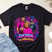 Funny Trump Shirt, Dora The Deporter Graphic Tee, Absurd Meme T-Shirt For Men, Hilarious Gag Gift For Friend, Stupid Stupid Tshirt Top 130 purple