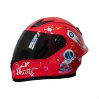 Vaikams pilnos apsaugos šalmas, Motociklo, Reguliuojamas, Vėdinamas, Apsauga nuo smūgių Raudonas kosmonautas Red Spaceman S black