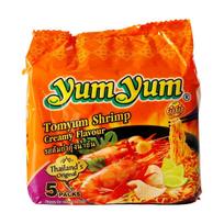 Yangyang Tom Yum Kung greitai paruošiami makaronai, rūgštūs ir aštrūs krevečių skonio, 5 vnt. pakuotė, tailandietiško stiliaus black