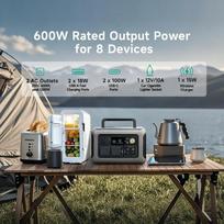 ALLPOWERS R600 Portable Power Station 600W 299Wh LiFePO4 Solar Generator with 2x600W (1200W Surge) AC Outlet for Camping RV Home （R600-Black）