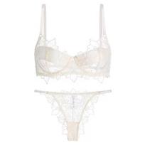 French Sexy Ultra‑Thin Embroidered Lace Lingerie Set,Minimizer Anti‑Sagging Bra Set for Large Bust Women M balta