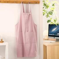 Women Japanese and Korean simple apron denim apron cotton and linen solid color blouse kitchen Florist coffee shop apron rožinė