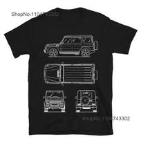 MB G G Wagon Class Unisexs T Shirt Blueprint Design Luxury SUV Schematic vintage Washed Versatile Stretched homme Breathable 4XL juoda