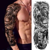 Laikinos visos rankos tatuiruotės rankovė vyrams Moterims tikroviškos netikros tatuiruotės kario liūto tigro gėlės tatuiruotės lipdukas juodas totemas maorių