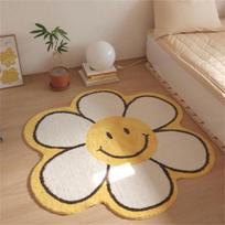 Sunflower Shape Round Carpet Cartoon Bedside Rug Non -Slip Kids Bedroom Table Floor Mats Children Soft Doormats Home Decor Diameter 60cm S brown