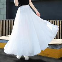 Šokio sijonai Šifoniniai ilgi sijonai moterims Elegantiški kasdieniai Aukšto liemens Boho Paplūdimio Maxi sijonai Dėvėjimui M white