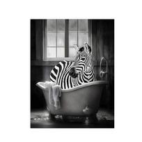 Juokingas gyvūnas vonioje plakatas ir spaudiniai žirafa dramblys orangutanas zebra sėdintis vonioje drobės tapyba tualeto sienų menas 40x60cm No Framed