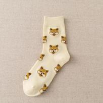 Naujos mielos animacinių filmukų šuns vidurinės vamzdžio kojinės, japoniškos „Ins“ kūrybingos patelės, „Sokken Shiba Inu“ dalmantino Malzio meškiukas, Pomeranijos špicas, „Dropshipping“ beige