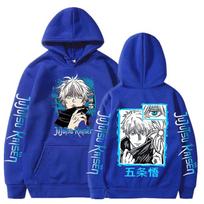 Anime Jujutsu Kaisen Satoru Gojo Graphic Hoodies Vintage Oversized Hooded Hip Hop Long Sleeves Hoodie Men Women Clothes 3XL blue