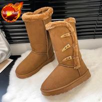 Stambūs pusaukščiai moteriški sniego batai su pliušu, apvaliu pirštu, 2025 m. dizainerio prabangūs, šilti, patogūs ir elegantiški batai 38 brown