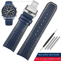 22mm 23mm karvės odos laikrodžio dirželis CITIZEN Blue Angel radijo bangų laikrodžiui AT8020-54L/8020-03L/JY8078 lenktas galas Geltonas apyrankė 23mm gray