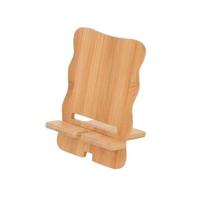 Tvirtas medinis mobiliojo telefono ir planšetės įkrovimo stovas namams ir bendrabučiui 7.8*7.3*14cm Straight Edge beige
