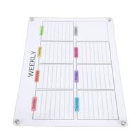 Clear Acrylic Weekly Planner with Magnets Color Label Refrigerator Dry Erase Board for Home Scheduling   Work Planning white