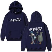 Alternatyviojo Roko Grupės Gorillaz Grafinis Džemperis Su Gobtuvu Vyrams Moterims Hip Hop Mados Gatvės Drabužiai Vyriški Laisvi Polarinis Medvilniniai Džemperiai Su Gobtuvu XL tamsiai mėlyna spalva
