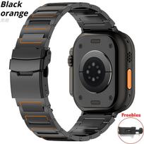 Luxury Titanium For Apple Watch Series11 46mm Strap Ultra 2 3 49mm 42mm 44mm 45mm 41mm 40mm Metal Bracelet correa iWatch Series 10 9 7 8 SE3 band Series 11/10 42mm black
