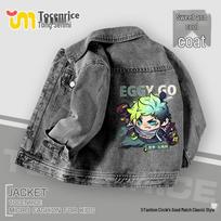 2025 Cartoon Denim Jacket for Boys and Girls - Spring/Autumn Children's Casual Top 140 black