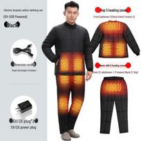 Vyriškas terminis elektrinis šildomas pūkinis kostiumas su reguliuojama temperatūra 4XL (150-170 jin) juoda
