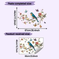 Self-adhesive Wall Stickers Branches Flowers Birds Butterflies for Bedroom Living Room Entryway Dorm Home Decor 40x60cm įvairiaspalvis