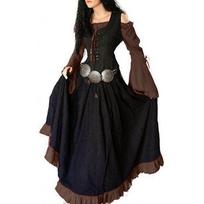 Viduramžių renesansinė moteriška suknelė netaisyklingomis ilgomis rankovėmis Cosplay Maxi suknelė S violetinė