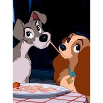 Disney deimantinė tapyba Scena „Makaronų bučinys“ iš filmo „Lady ir Trampas“ Mielas „pasidaryk pats“ kalnų krištolo mozaikos kryželiu siuvinėjimo rinkinys Siuvinėjimo dovana namų dekoravimui Round 50x70cm