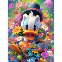 Disney Diamond Painting Donald Duck in A Springtime Flower Sea  Healing Cartoon Diamond Painting Full Diamond Cross Stitch DIY Gift Home Decor Round 20x30cm black