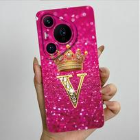 For Huawei Pura 70 Pro/P70 Fashion Initial Letter Couple Phone Case Soft Silicone TPU Lens Protective Casing Huawei Pura 70 Pro brown