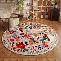 Europos kaimiškas stilius patogus apvalus kilimas Spalvingas gėlių bohemiškas sodybos dekoratyvinis kilimas Vonios kambario neslystantis durų kilimėlis 60cmx60cm brown