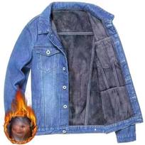 Winter High-end Multi-pocket Plus Velvet Denim Jacket Men's Loose Trend Casual All-match Top Plus Size Lapel Jacket XL šviesiai mėlyna spalva