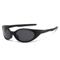 Polarizuoti lęšiai Ovaliniai sportiniai akiniai Vėjui atsparus rėmelis Itin lengvi Y2K Futuristiniai akiniai Anti-glare danga black