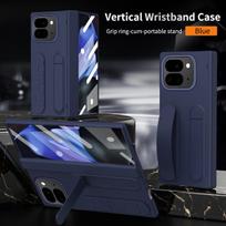 For Google Pixel 10 Pro Fold Vertical Wristband Case Grip ring-Cum-Portable Stand Pen Slot Hinge Protection Free stylus Cover Plastic&Google Pixel 10 Pro Fold gray