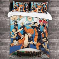 Boys Volleyball Anime Duvet Cover Pillowcase 3D Anime Bedding Set Single/Twi /Full/Queen King Size Kids Boy Girl Bedroom Gifts 90×200cm&Duvet Cover white