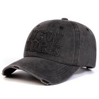 Spring Summer Washed Denim Baseball Cap,  NEW YORK  3D Embroidered Distressed Ripped Design, Unisex Fashion Sunscreen Hat juoda